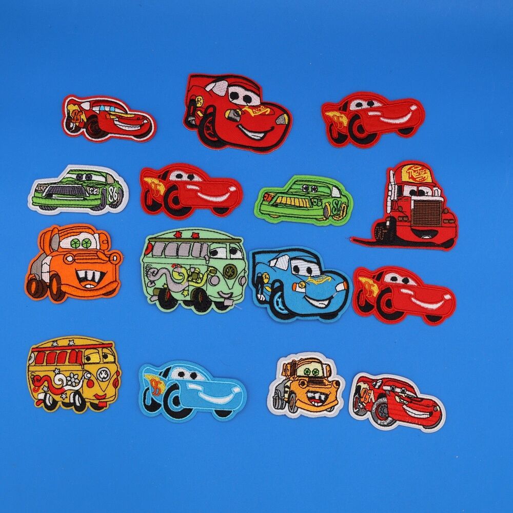 Disney Pixar Cars Character 15 Embroidered Iron On Patches Set Lightning McQueen